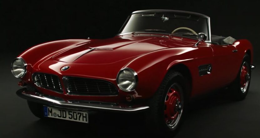 The BMW roadster's smooth lines and vibrant crimson hue