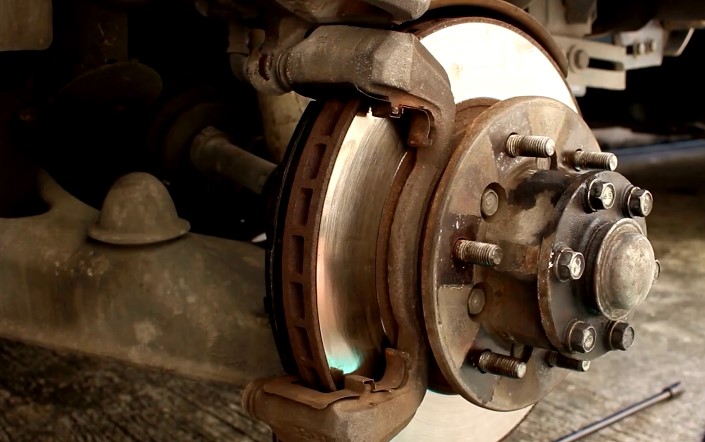 Close-up of a vehicle's brake system
