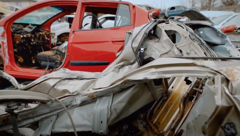 A collection of wrecked vehicles