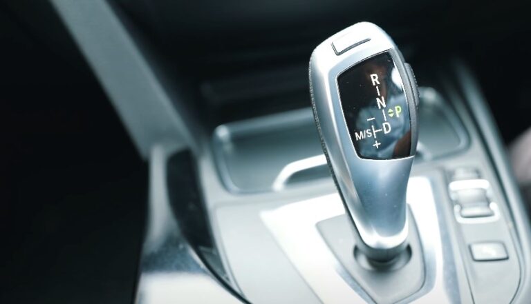 A close-up shot of a car's automatic gear stick
