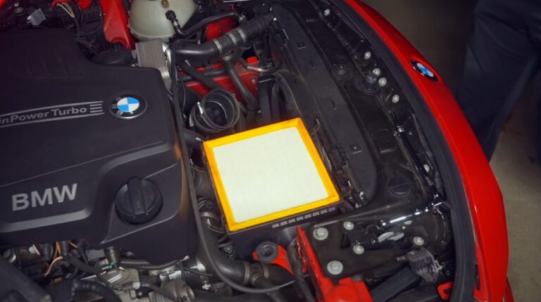 Close-up view of a BMW engine bay
