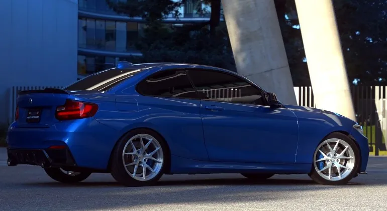 BMW M2 coupe displayed in a striking blue color