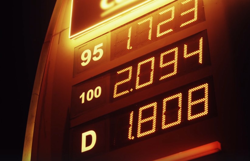 Gas prices at a fuel station