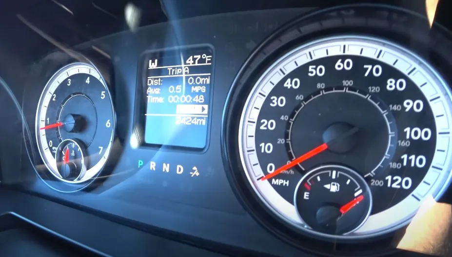 Close up view of a truck's dashboard