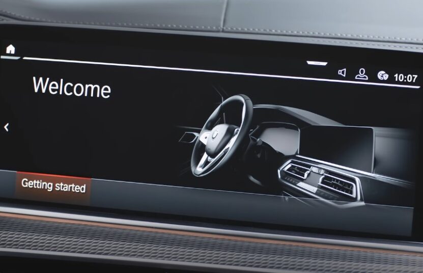 The ConnectedDrive system welcomes the driver with a clear, modern interface