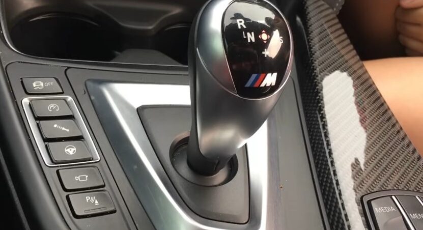 Close up view of BMW M4 gear shifter