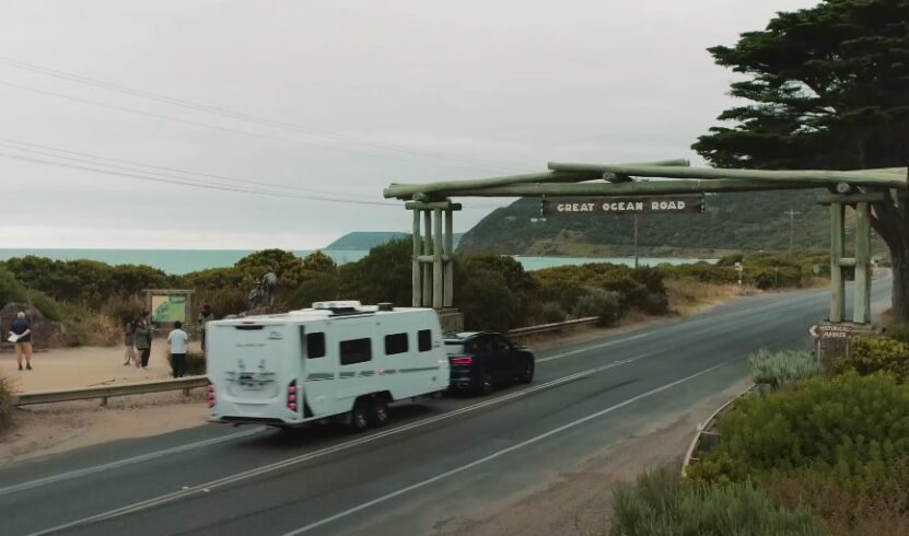 BMW X5 towing campervan
