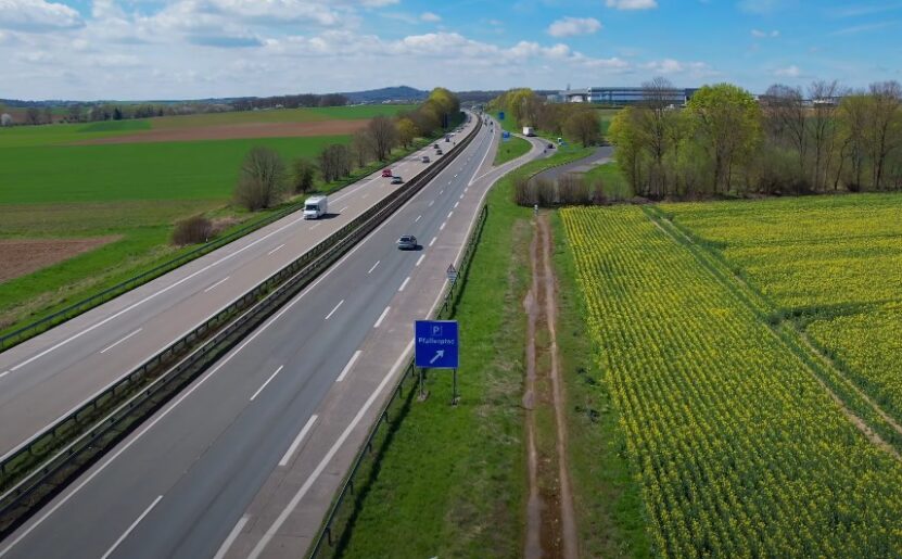 Autobahn in Germany, drone view