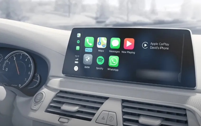 In-car infotainment system displaying Apple CarPlay