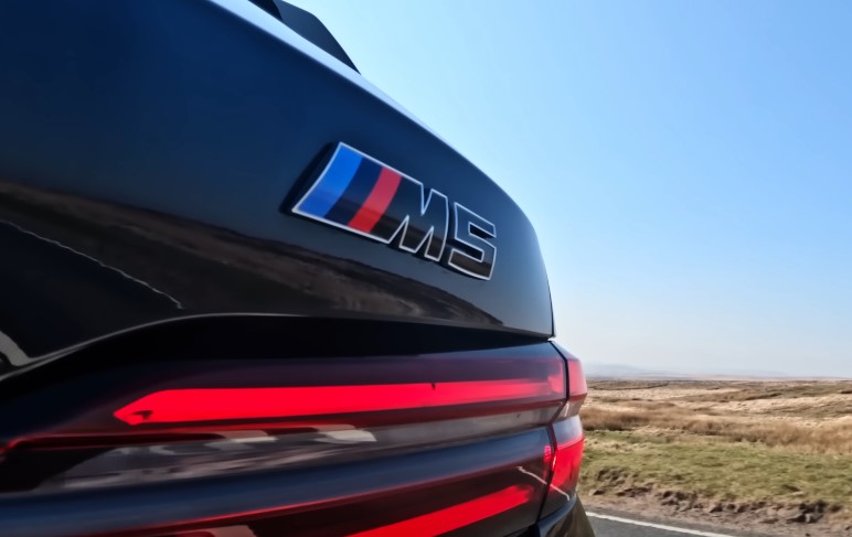 Close up view of BMW M5 emblem