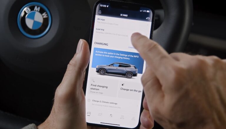 Smartphone interface displays charging options for an electric vehicle