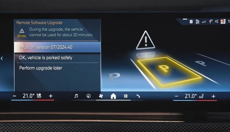 Software update in progress; vehicle unavailable for 20 minutes