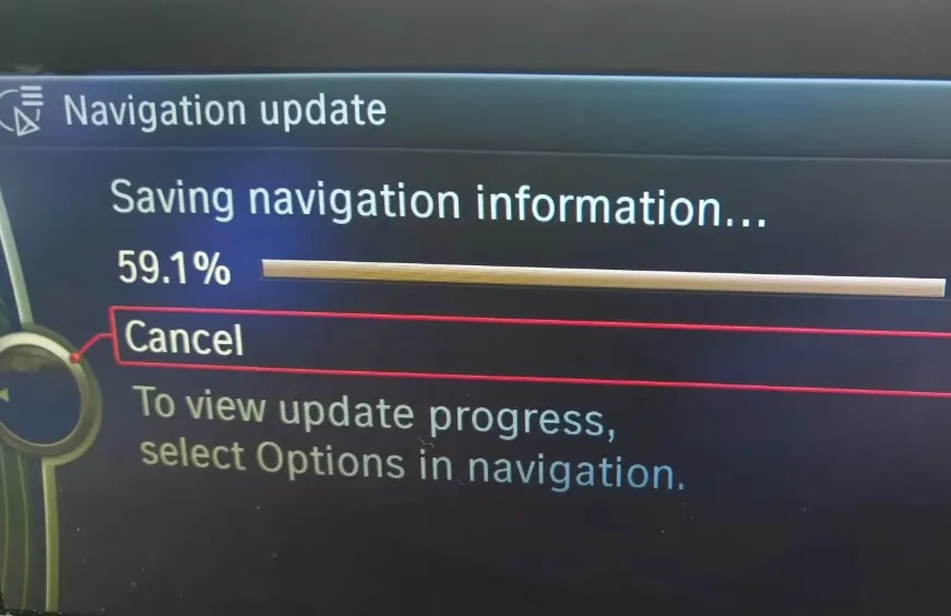 Navigation update in progress, currently at 59.1%