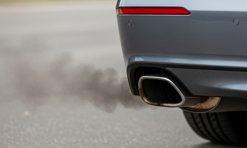 Black smoke coming out of a car's exhaust pipe