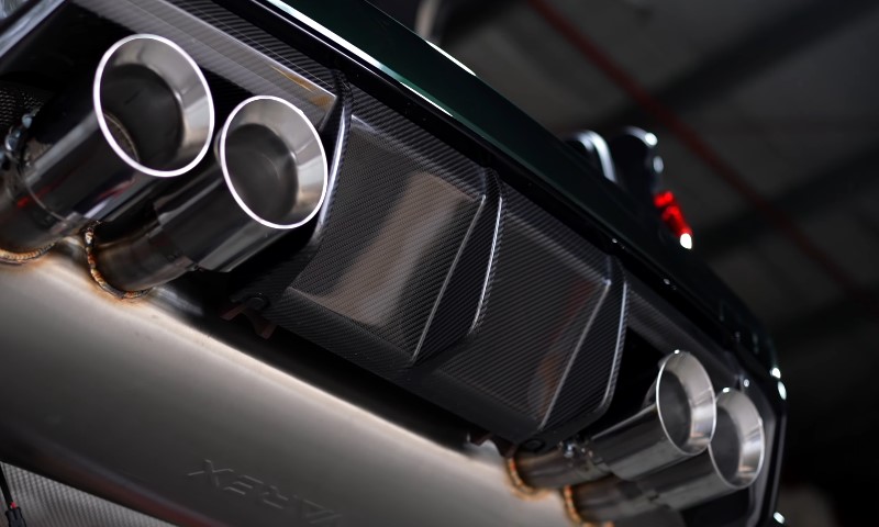 A close up look of BMW M3 exhaust pipes