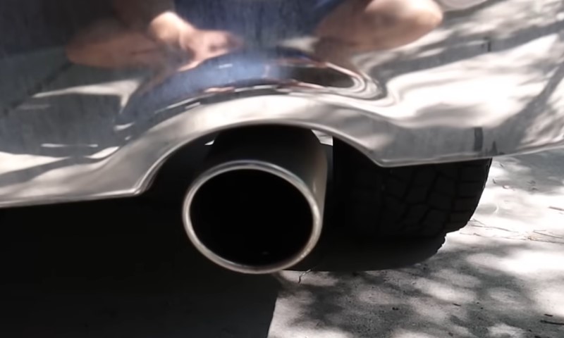 Close up view of RAM 1500 truck's exhaust pipe